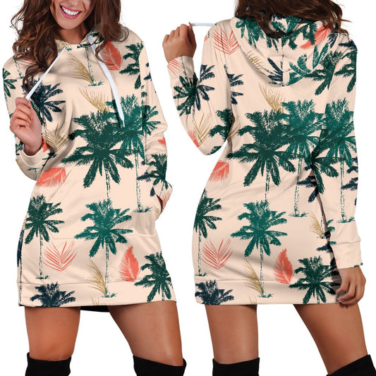 Palm Tree Pattern Print Design PT014 Women Hoodie Dress