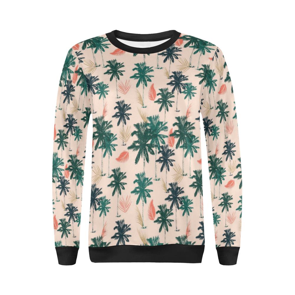 Palm Tree Pattern Print Design PT014 Women Long Sleeve Sweatshirt-JorJune