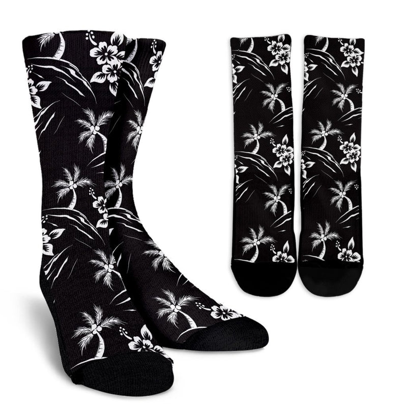 Palm Tree Pattern Print Design PT02 Crew Socks-JORJUNE.COM