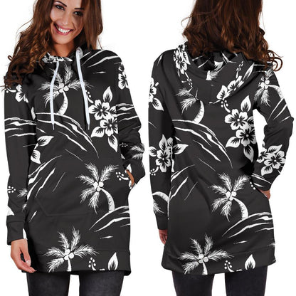 Palm Tree Pattern Print Design PT02 Women Hoodie Dress
