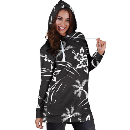 Palm Tree Pattern Print Design PT02 Women Hoodie Dress