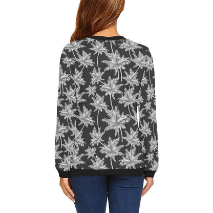 Palm Tree Pattern Print Design PT03 Women Long Sleeve Sweatshirt-JorJune