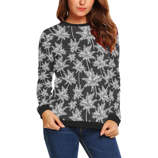 Palm Tree Pattern Print Design PT03 Women Long Sleeve Sweatshirt-JorJune