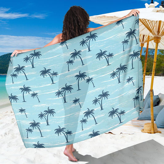 Palm Tree Pattern Print Design PT04 Sarong Pareo Wrap-JORJUNE.COM