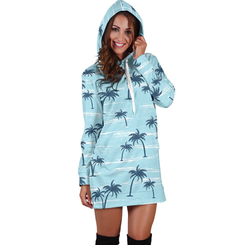Palm Tree Pattern Print Design PT04 Women Hoodie Dress
