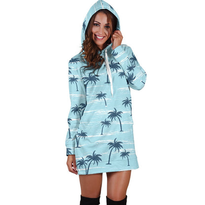 Palm Tree Pattern Print Design PT04 Women Hoodie Dress