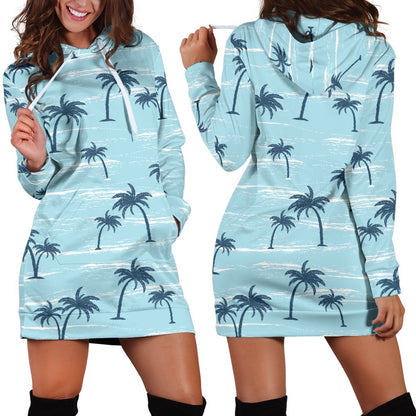 Palm Tree Pattern Print Design PT04 Women Hoodie Dress