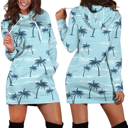 Palm Tree Pattern Print Design PT04 Women Hoodie Dress