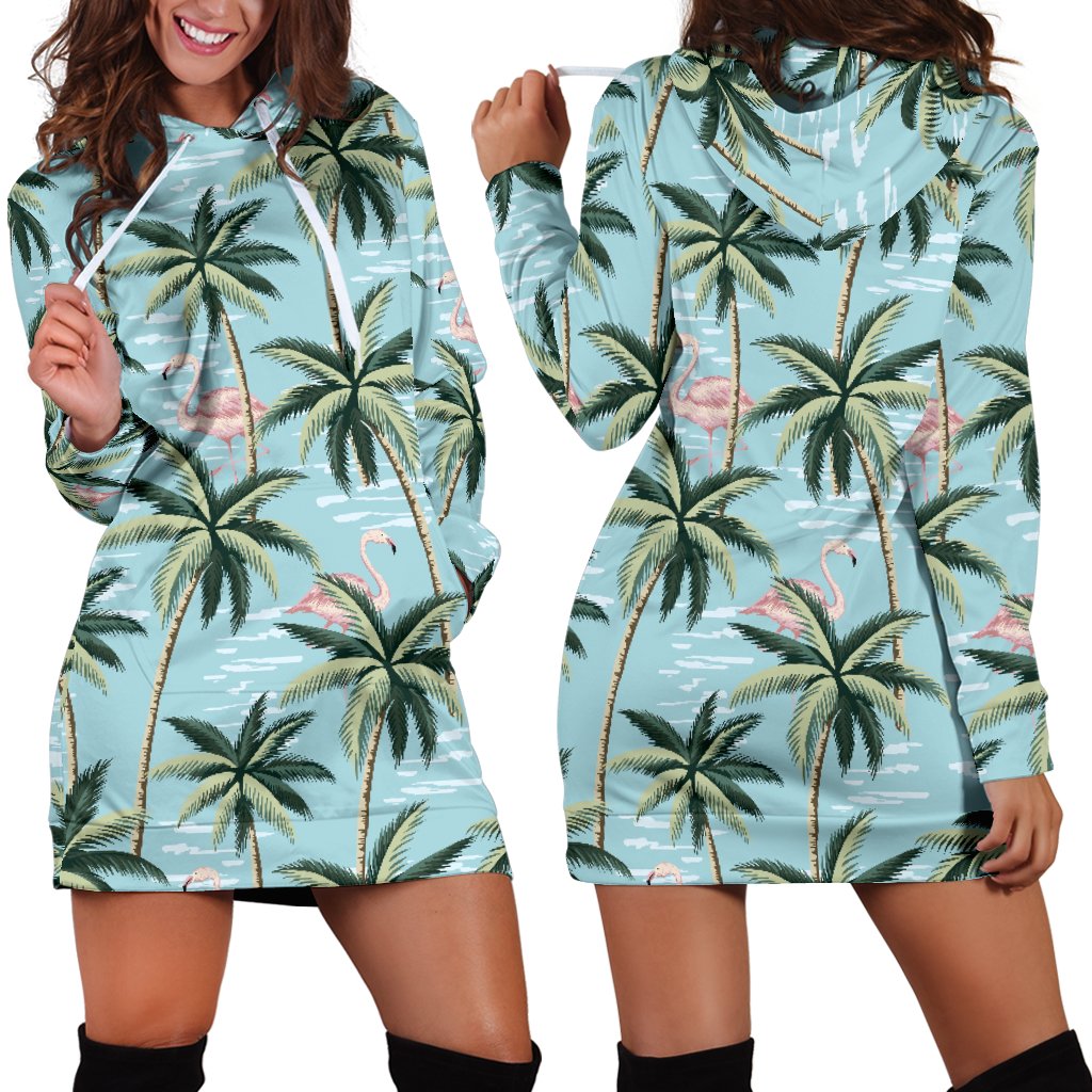 Palm Tree Pattern Print Design PT05 Women Hoodie Dress