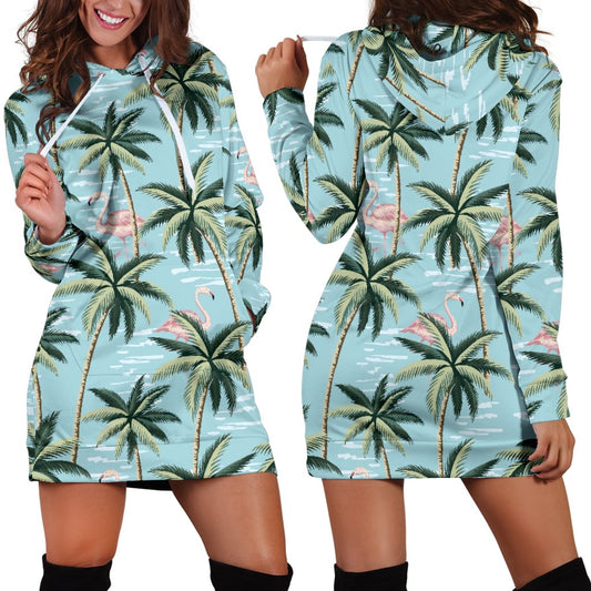 Palm Tree Pattern Print Design PT05 Women Hoodie Dress