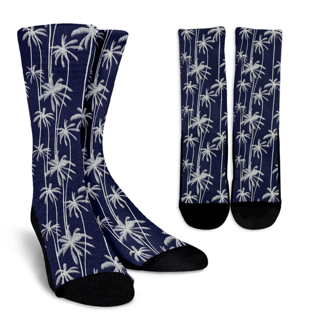 Palm Tree Pattern Print Design PT06 Crew Socks-JORJUNE.COM
