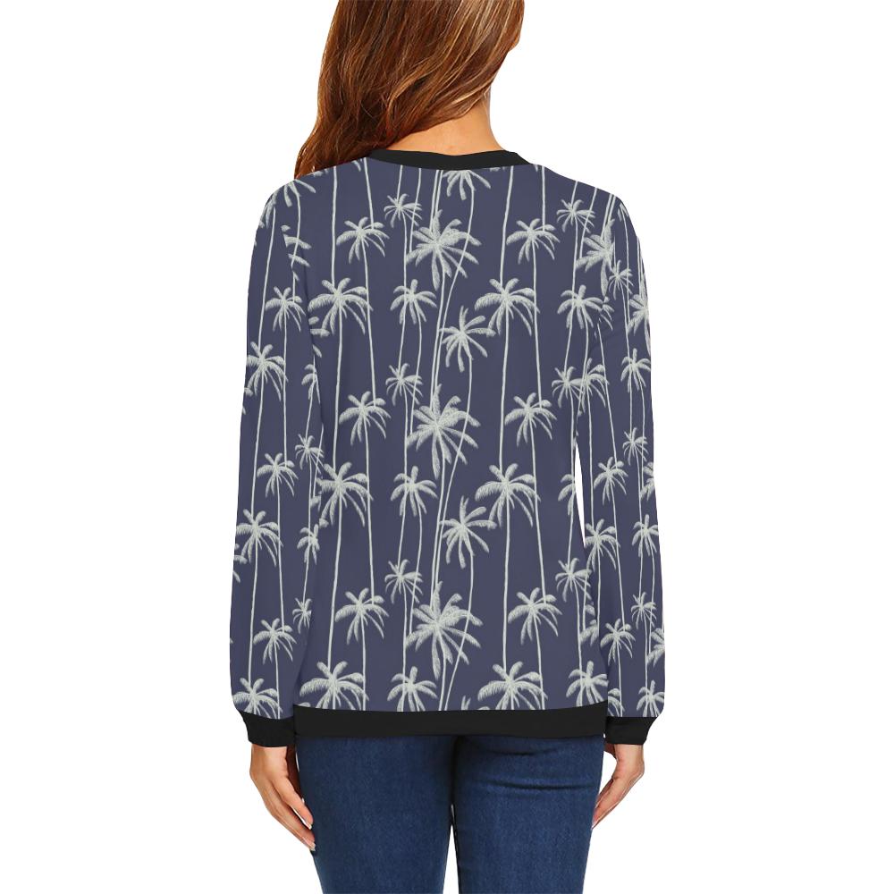 Palm Tree Pattern Print Design PT06 Women Long Sleeve Sweatshirt-JorJune