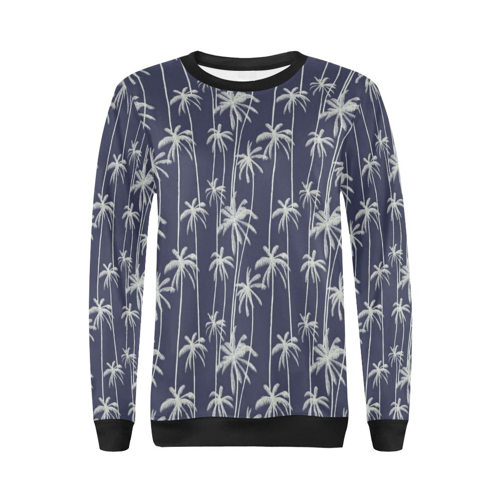 Palm Tree Pattern Print Design PT06 Women Long Sleeve Sweatshirt-JorJune