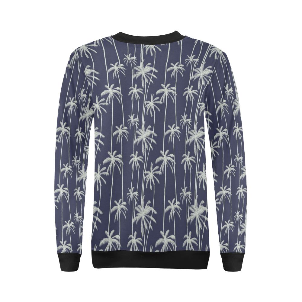 Palm Tree Pattern Print Design PT06 Women Long Sleeve Sweatshirt-JorJune