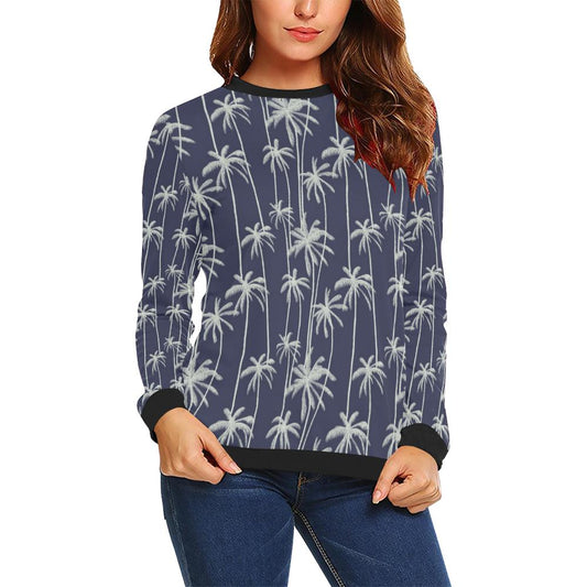 Palm Tree Pattern Print Design PT06 Women Long Sleeve Sweatshirt-JorJune