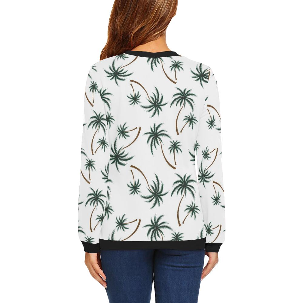 Palm Tree Pattern Print Design PT07 Women Long Sleeve Sweatshirt-JorJune