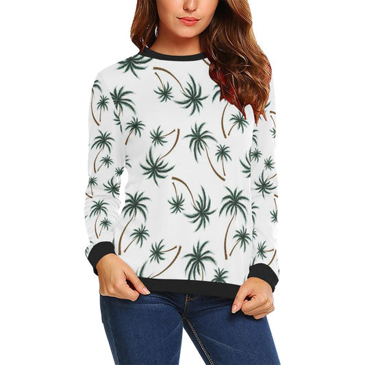 Palm Tree Pattern Print Design PT07 Women Long Sleeve Sweatshirt-JorJune