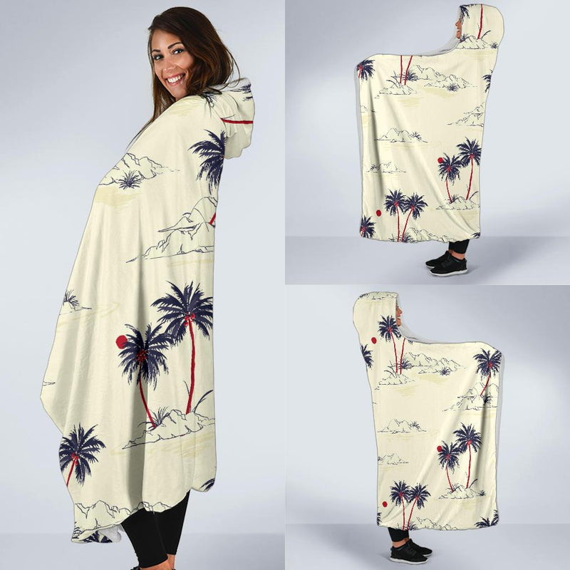 Palm Tree Pattern Print Design PT08 Hooded Blanket-JORJUNE.COM