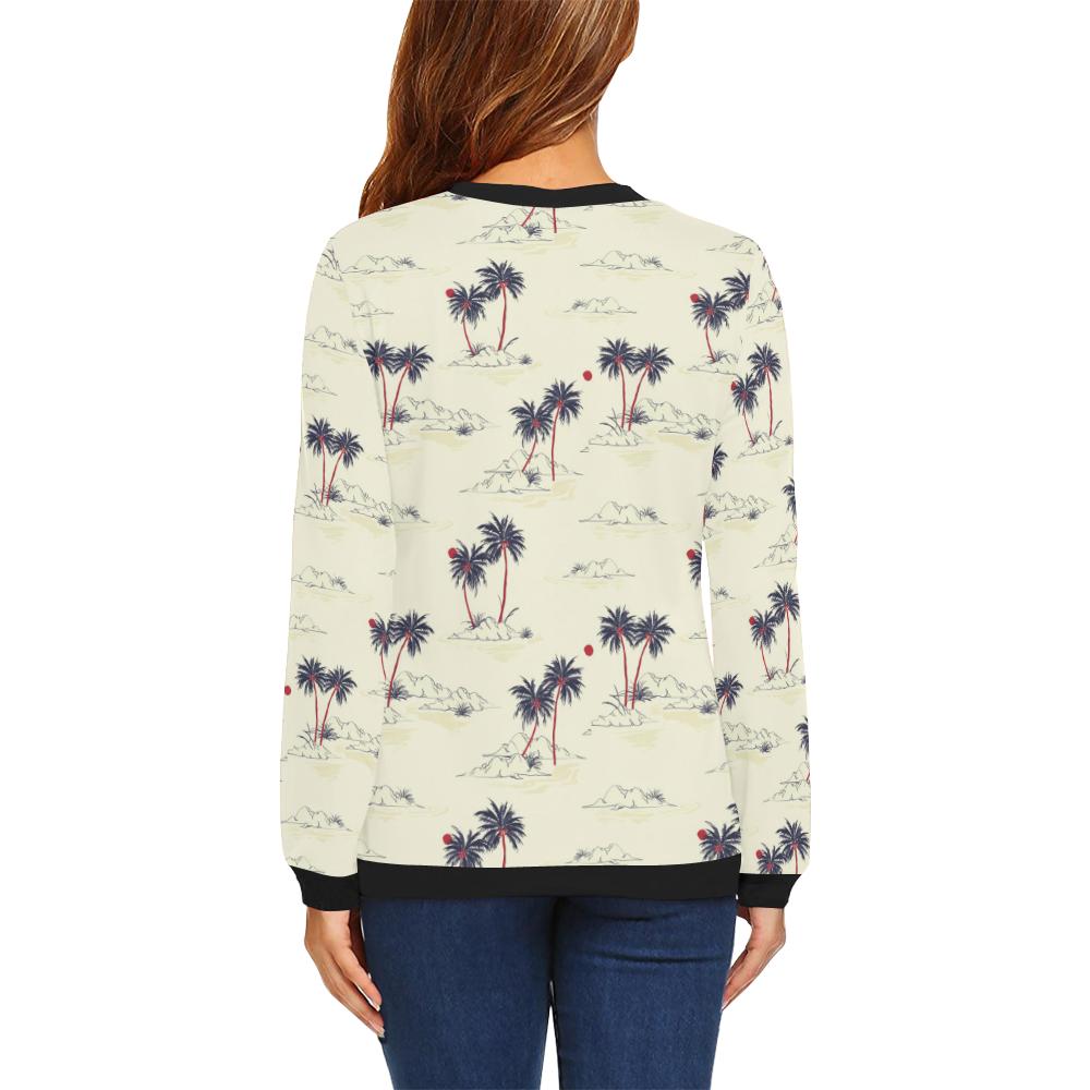 Palm Tree Pattern Print Design PT08 Women Long Sleeve Sweatshirt-JorJune