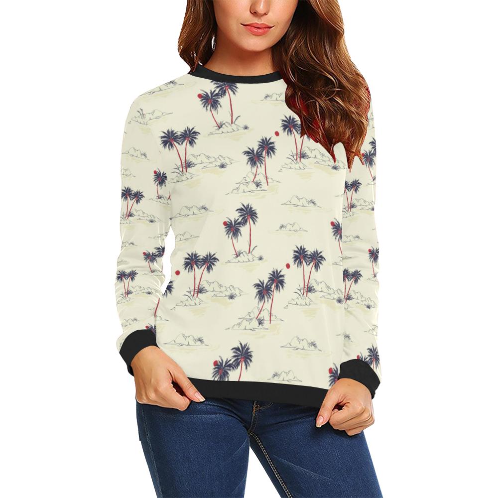 Palm Tree Pattern Print Design PT08 Women Long Sleeve Sweatshirt-JorJune