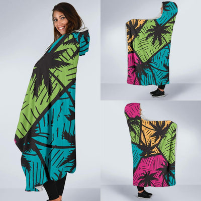 Palm Tree Pattern Print Design PT09 Hooded Blanket-JORJUNE.COM