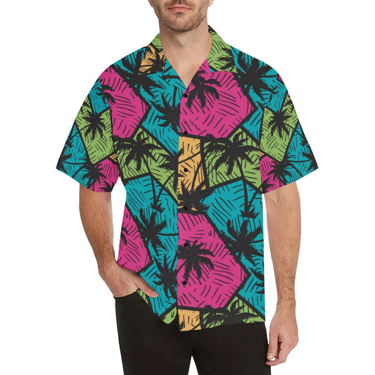 Palm Tree Pattern Print Design PT09 Men Hawaiian Shirt-JorJune