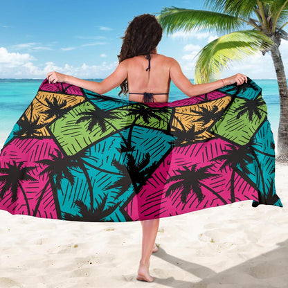 Palm Tree Pattern Print Design PT09 Sarong Pareo Wrap-JORJUNE.COM