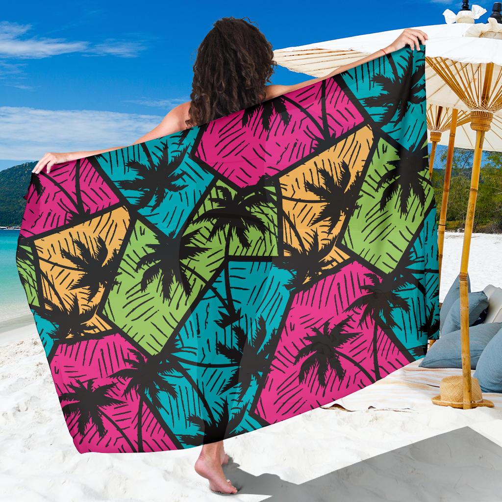 Palm Tree Pattern Print Design PT09 Sarong Pareo Wrap-JORJUNE.COM