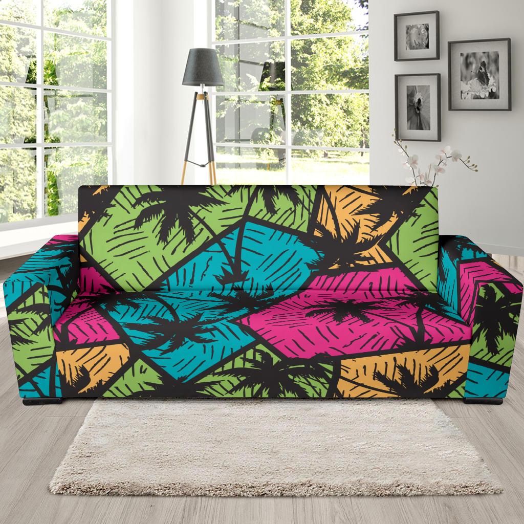 Palm Tree Pattern Print Design PT09 Sofa Slipcover-JORJUNE.COM