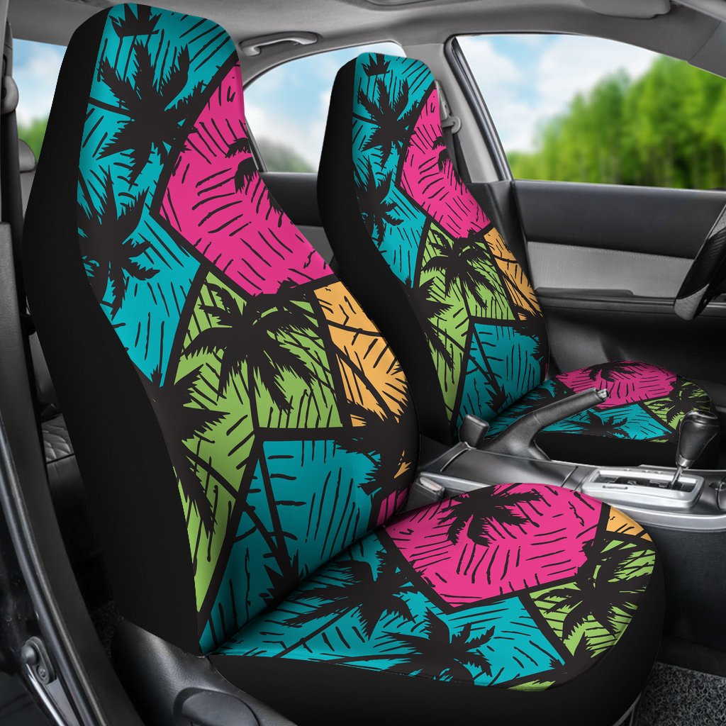 Palm Tree Pattern Print Design PT09 Universal Fit Car Seat Covers-JorJune