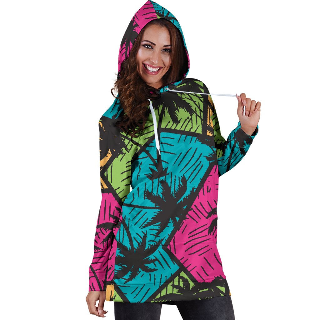 Palm Tree Pattern Print Design PT09 Women Hoodie Dress