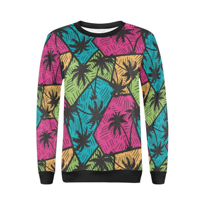 Palm Tree Pattern Print Design PT09 Women Long Sleeve Sweatshirt-JorJune