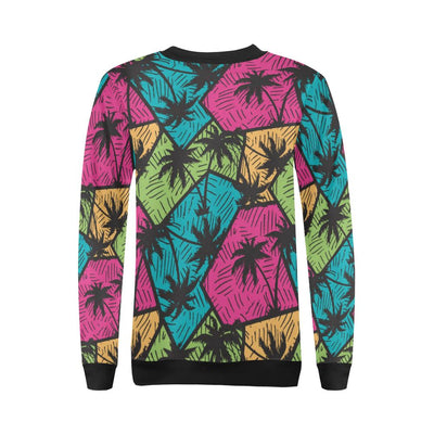 Palm Tree Pattern Print Design PT09 Women Long Sleeve Sweatshirt-JorJune