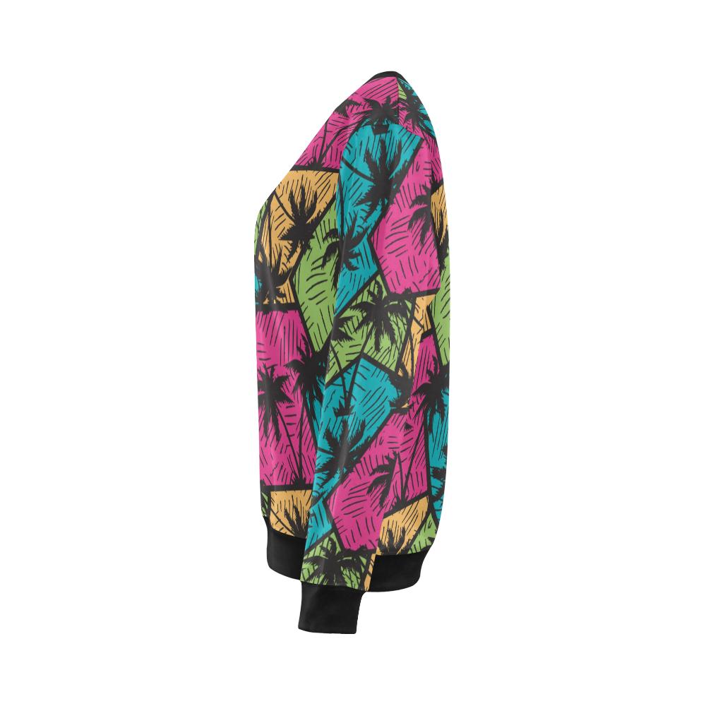 Palm Tree Pattern Print Design PT09 Women Long Sleeve Sweatshirt-JorJune