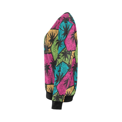 Palm Tree Pattern Print Design PT09 Women Long Sleeve Sweatshirt-JorJune