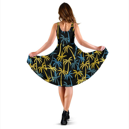 Palm Tree Pattern Sleeveless Mini Dress