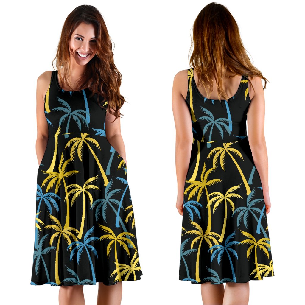 Palm Tree Pattern Sleeveless Mini Dress