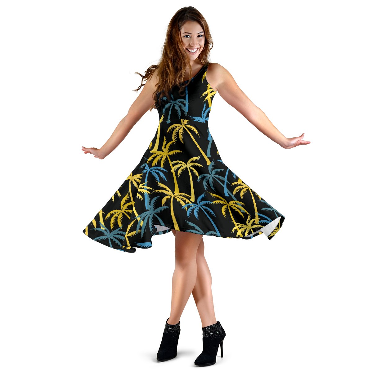 Palm Tree Pattern Sleeveless Mini Dress