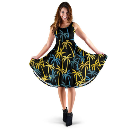 Palm Tree Pattern Sleeveless Mini Dress