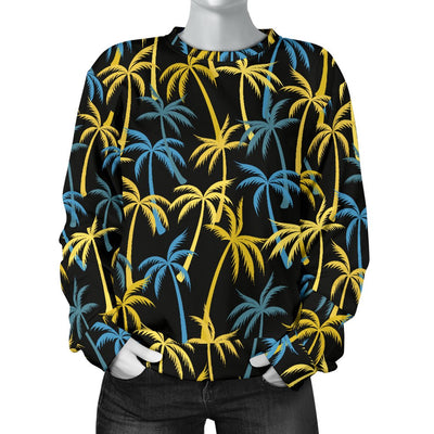 Palm Tree Pattern Women Crewneck Sweatshirt