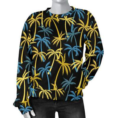 Palm Tree Pattern Women Crewneck Sweatshirt