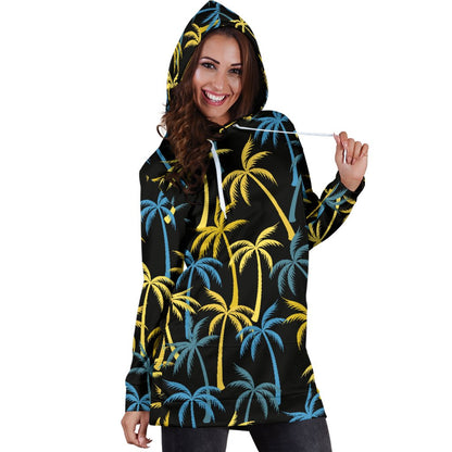 Palm Tree Pattern Women Hoodie Dress