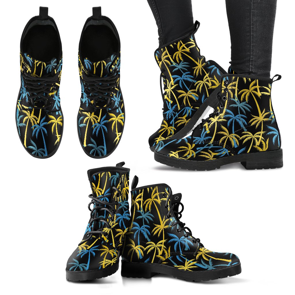 Palm Tree Pattern Women Leather Boots