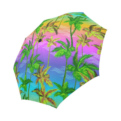 Palm Tree Rainbow Pattern Automatic Foldable Umbrella