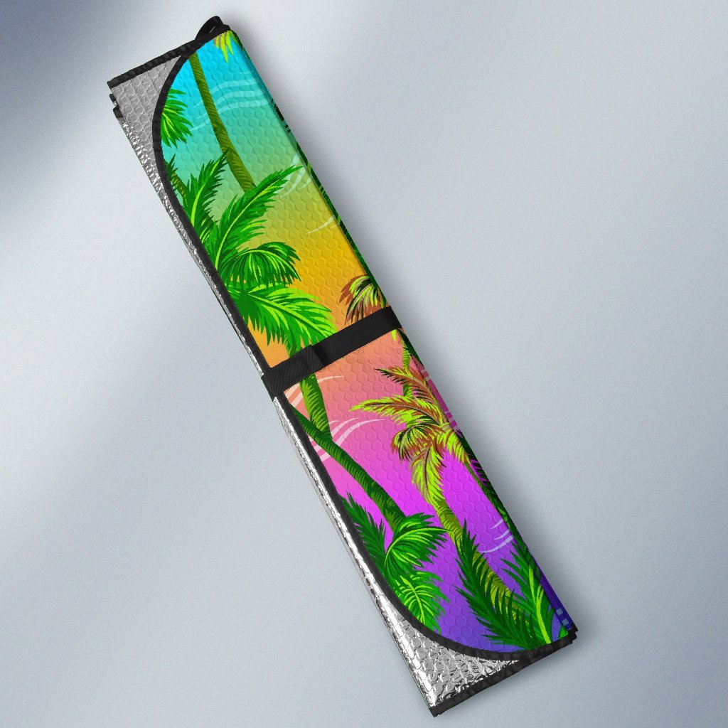 Palm Tree Rainbow Pattern Car Sun Shade-JorJune