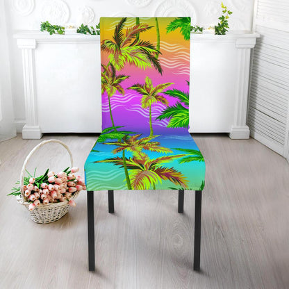 Palm Tree Rainbow Pattern Dining Chair Slipcover-JORJUNE.COM