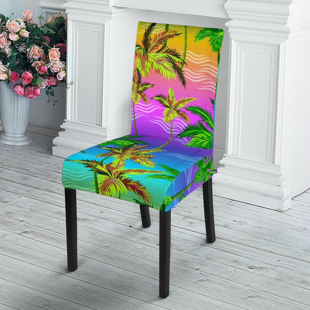 Palm Tree Rainbow Pattern Dining Chair Slipcover-JORJUNE.COM