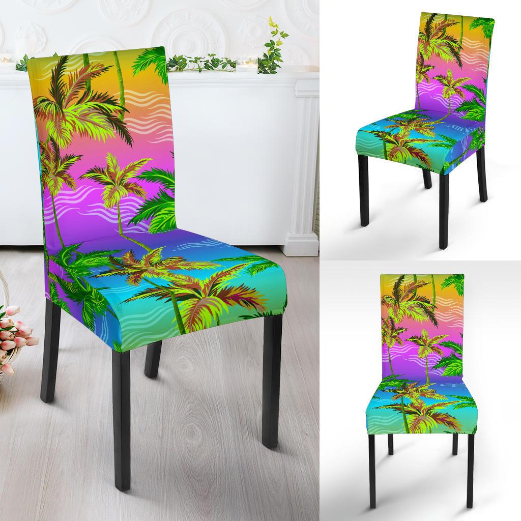Palm Tree Rainbow Pattern Dining Chair Slipcover-JORJUNE.COM