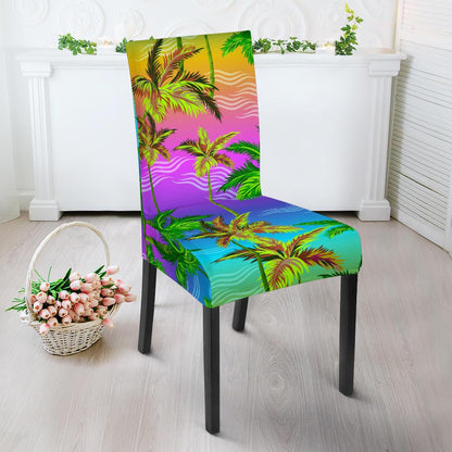 Palm Tree Rainbow Pattern Dining Chair Slipcover-JORJUNE.COM