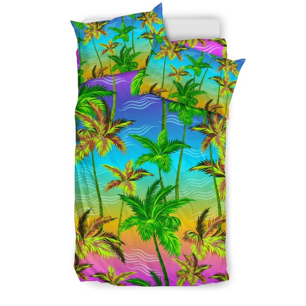 Palm Tree Rainbow Pattern Duvet Cover Bedding Set